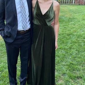 Jasmine Bridal V-neck Spaghetti Strap Velvet Long Bridesmaid Dress